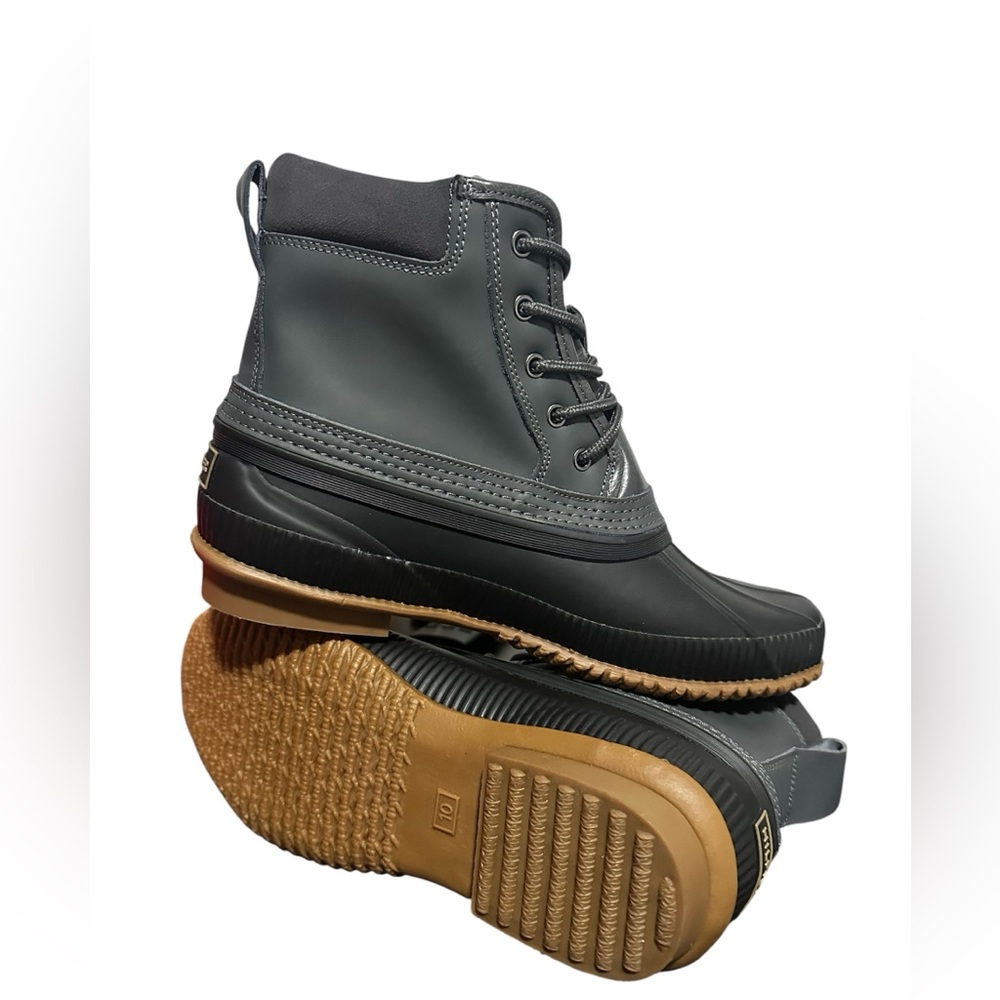 Tommy Hilfiger Gray and Black Waterproof Duck Boots with Gum Sole